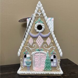 Holiday Gingerbread House with Nutcracker and Tree